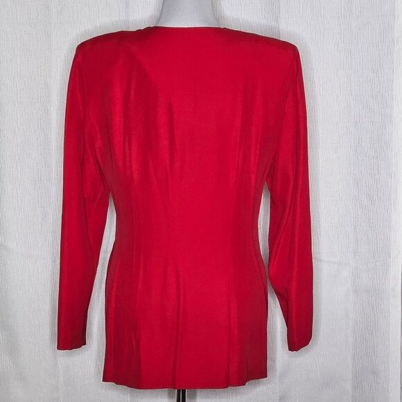 David Benjamin Vintage 80's Bold Red Double Breasted Tailored Fit Blazer Blouse - Picture 5 of 16